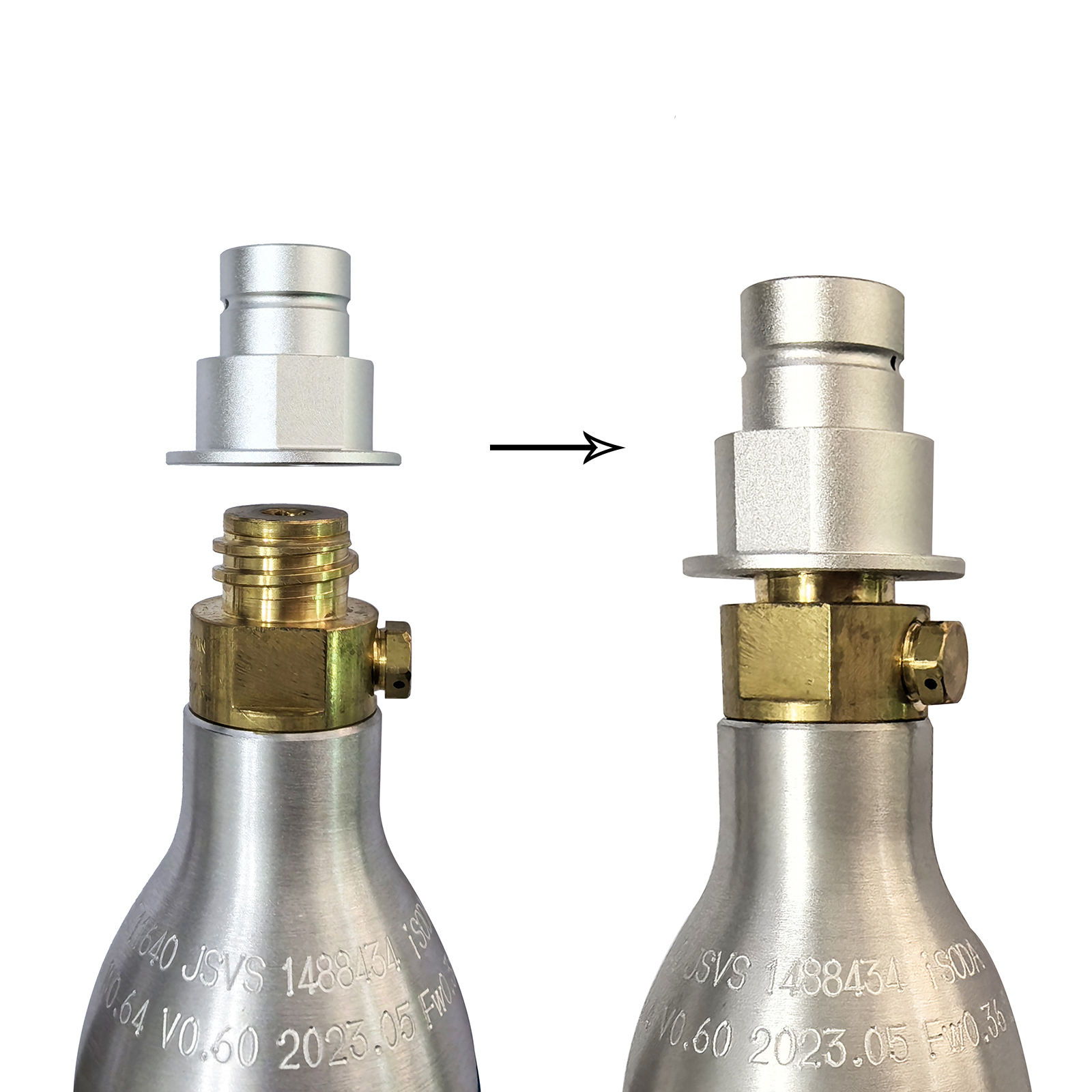 Accessori per acqua gassata Macchina per soda Terra DUO ART Adattatore a connessione rapida da CQC a CO2 Adattatore esterno Cilindro del serbatoio della bottiglia