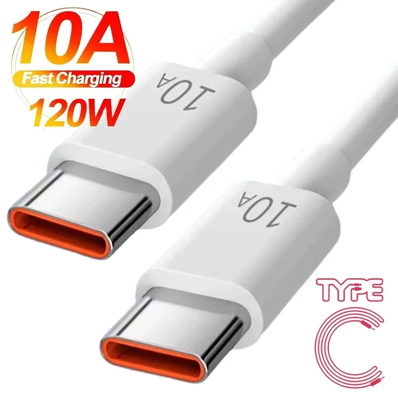 120W Dual Type C Cable 10 A PD Super Fast Cable Charge For iPhone Xiaomi Huawei Samsung Mobile Phone USB C High Speed Data Cord