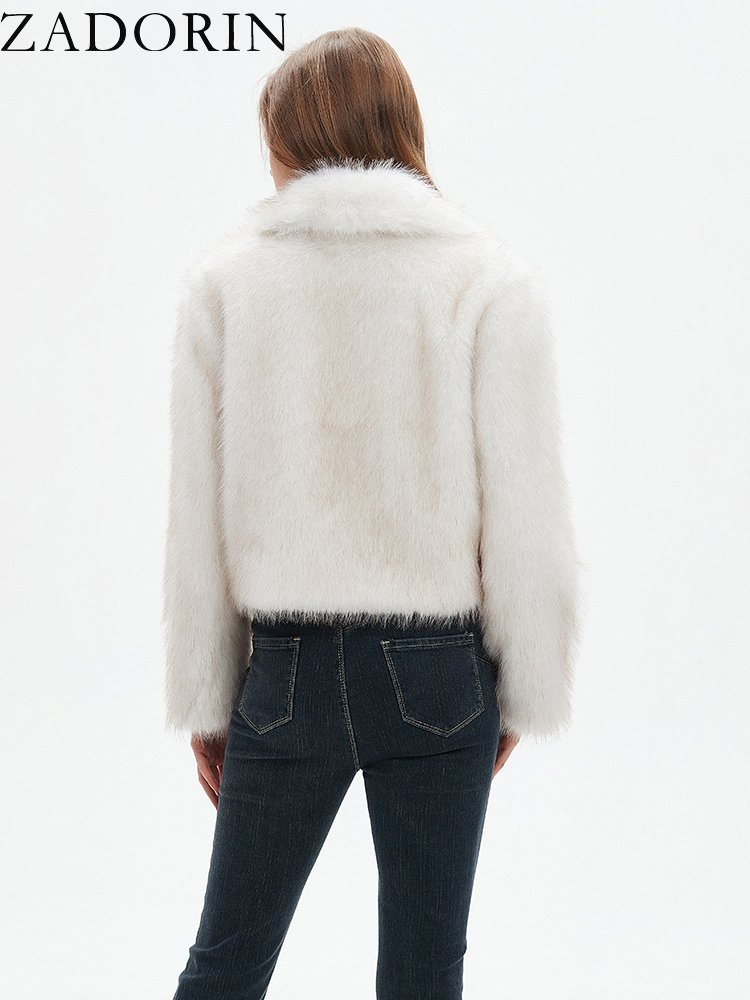 Zadorin-女性のフェイクフォックスファーコート,豪華なグラデーションのショートジャケット,デザイナーの服,冬,2024