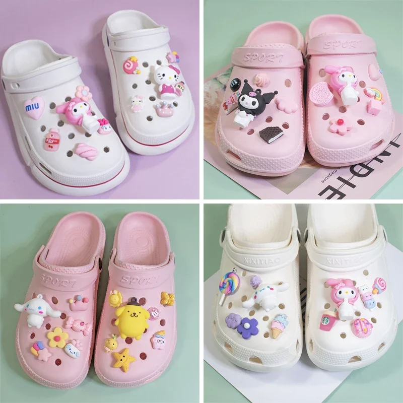 Sanrio Hello Kitty Croc Charms Kawaii Kuromi Schuhschnalle Zubehör Mädchen Hausschuhe DIY Dekorationen für Croc Jibz Armbänder Geschenk