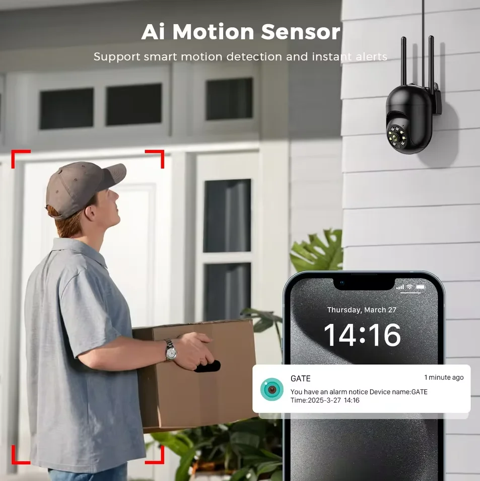 Licht Alarm CCTV Camera5MP Camera's 2.4G Wifi Kleur Nachtbewaking IP Buiten Humanoïde Tracking Thuis 4.0X Zoom Geen Ad APP