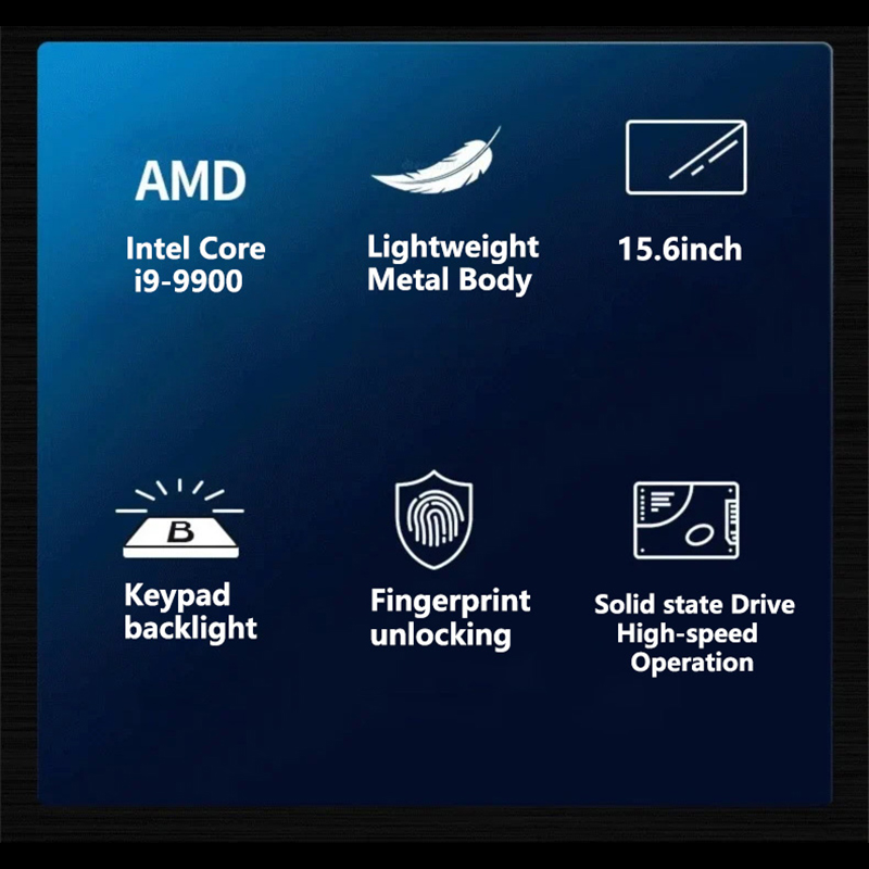 LENO 2025 Business Laptop 15.6'' Windows 11 Intel i9-9900 32GB RAM 2TB SSD Laptop Fingerprint Unlock Office Notebook Computer
