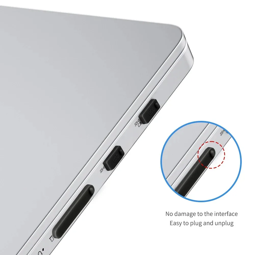 จุกปิดกันฝุ่นซิลิโคนสำหรับพอร์ต USB Type C ของแล็ปท็อป อุปกรณ์เสริมสำหรับโน้ตบุ๊ก ป้องกันฝุ่นละออง ชุดจุกปิดกันฝุ่น