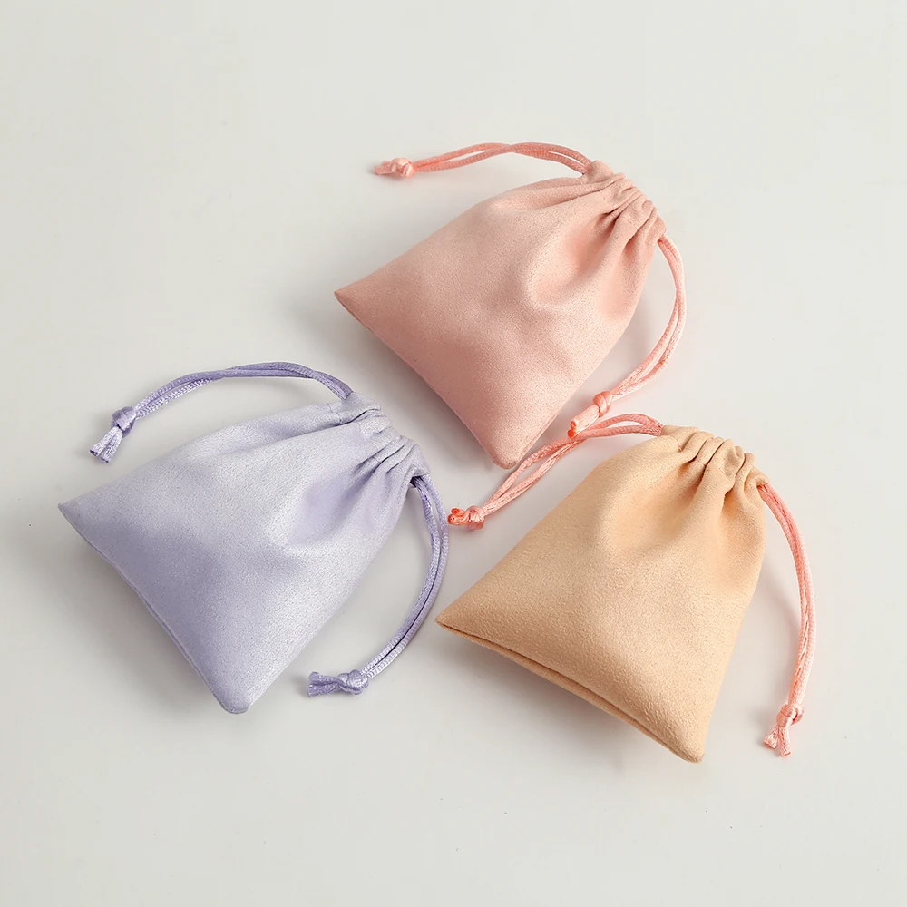 5Pcs Flannel Suede Jewelry Gift Packaging Bag Drawstring Rings Earrings Bracelet Pendant Storage Pouch Wedding Favors Gift Sack