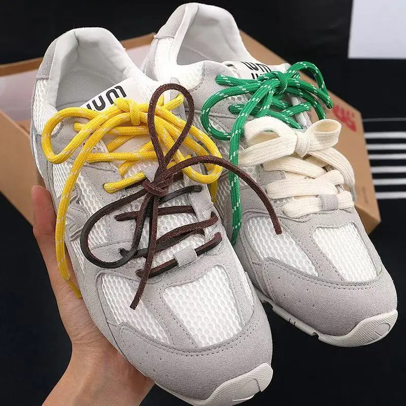 Length 100cm DIY Freedly Round Leather Colorful MIU Shoelaces Canvas Casual  Boots Shoe Laces Rope Shoestrings