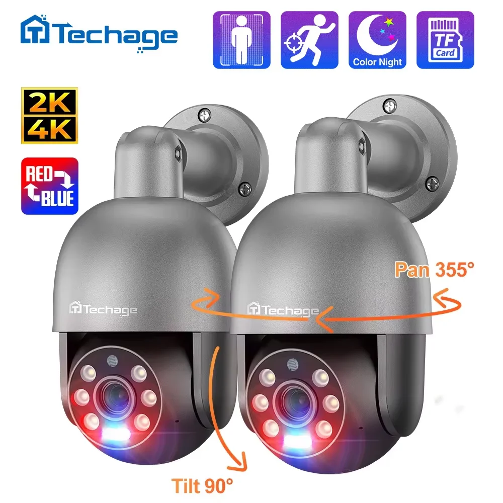 Techage 5MP/8MP 4K PTZ Безопасность POE Сетевая камера Камера наблюдения 4K Камера наружного контроля Ai