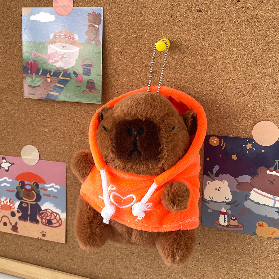 LLavero de felpa Kawaii Kapibala, colgante de capybara de dibujos animados, muñeco de peluche, adorno de mesa, colgante de coche, 2 piezas