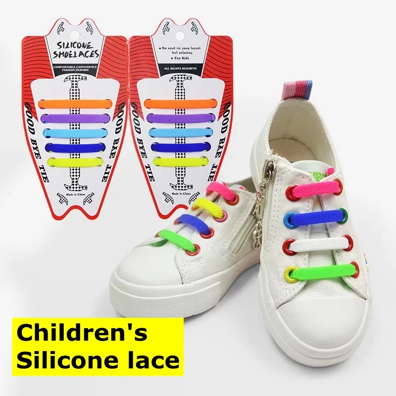 Cordones de zapatos para niños sin corbatas, cordones de silicona elásticos fáciles de poner y quitar, encaje perezoso para bebé pequeño, 10 Uds./1 par