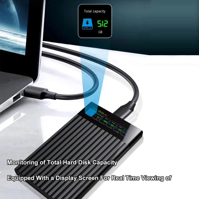 HDD SSD Case 2.5 Inch SATA to USB3.1 HDD Enclosure 6Gbps Max External SATA HDD Enclosure Hard Drive Box Adapter for PC