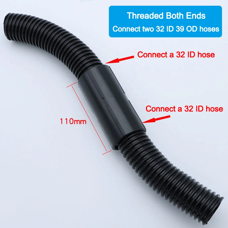 Vacuum Hose Connector Extension Connector Threaded Hose 32/40/50mm Inner Diameter Extension Adapter/Two-Way Connector