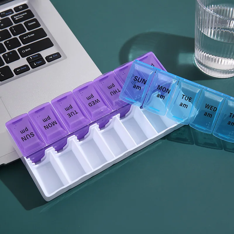 Wekelijkse Pillendoosje Organizer Cases Draagbare Bunker 7 Dagen 14 Roosters Pillen Container Opslag Tabletten Vitaminen Geneeskunde Visoliën