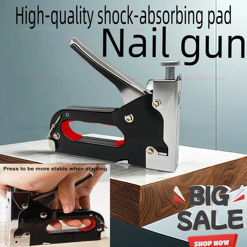 Pistolet à agrafes multifonctionnel robuste 3 en 1, pour tissus d'ameublement, menuiserie, matériaux de fixation comprenant 600 agrafes, outils robustes