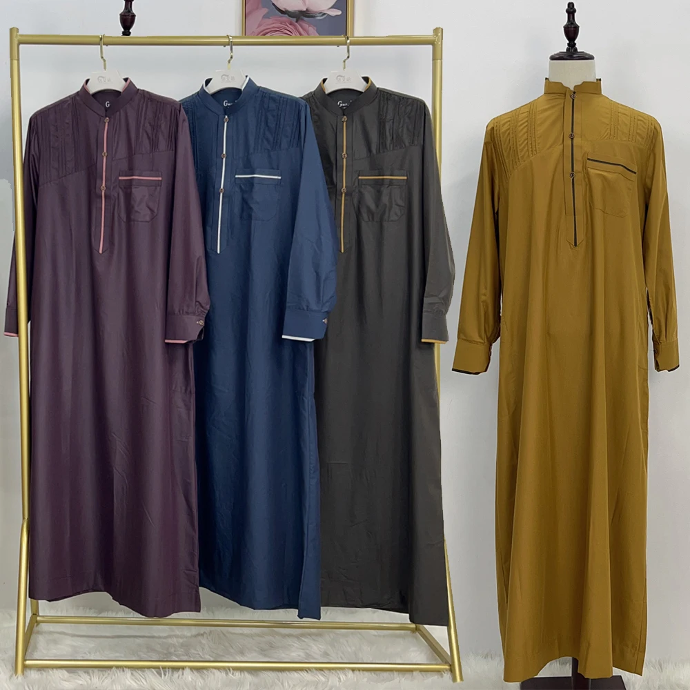 Eid ramadan masculino robe jubba thobe casaco muçulmano kaftan islam abaya árabe saudita thoub djellaba daffah dishesha roupas vestido