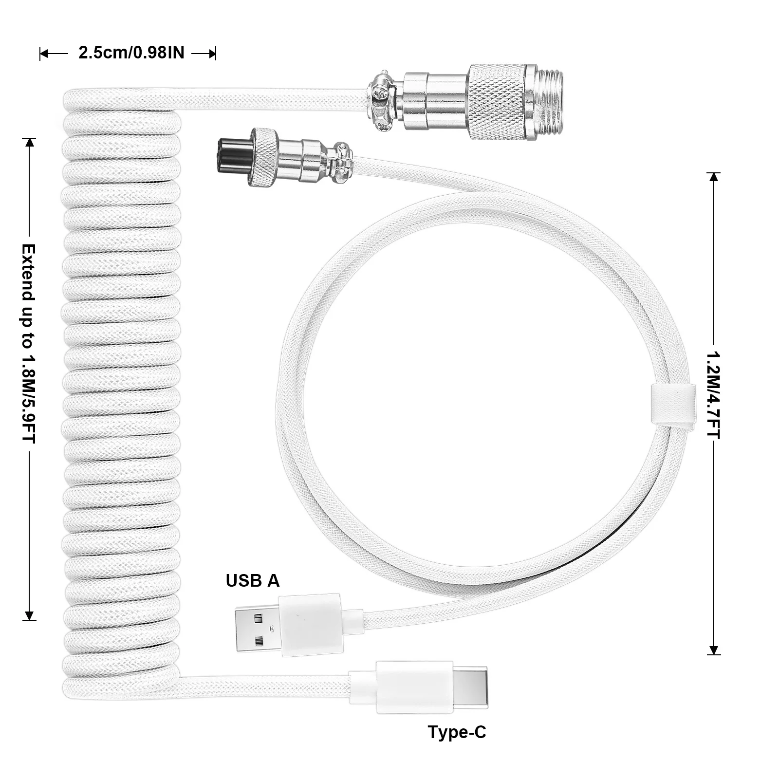 NNBILI NEW  Mechanical Keyboard Coiled Cable USB C Keyboard Wire Mechanical Keyboard Aviator Desktop Computer Aviation Connector