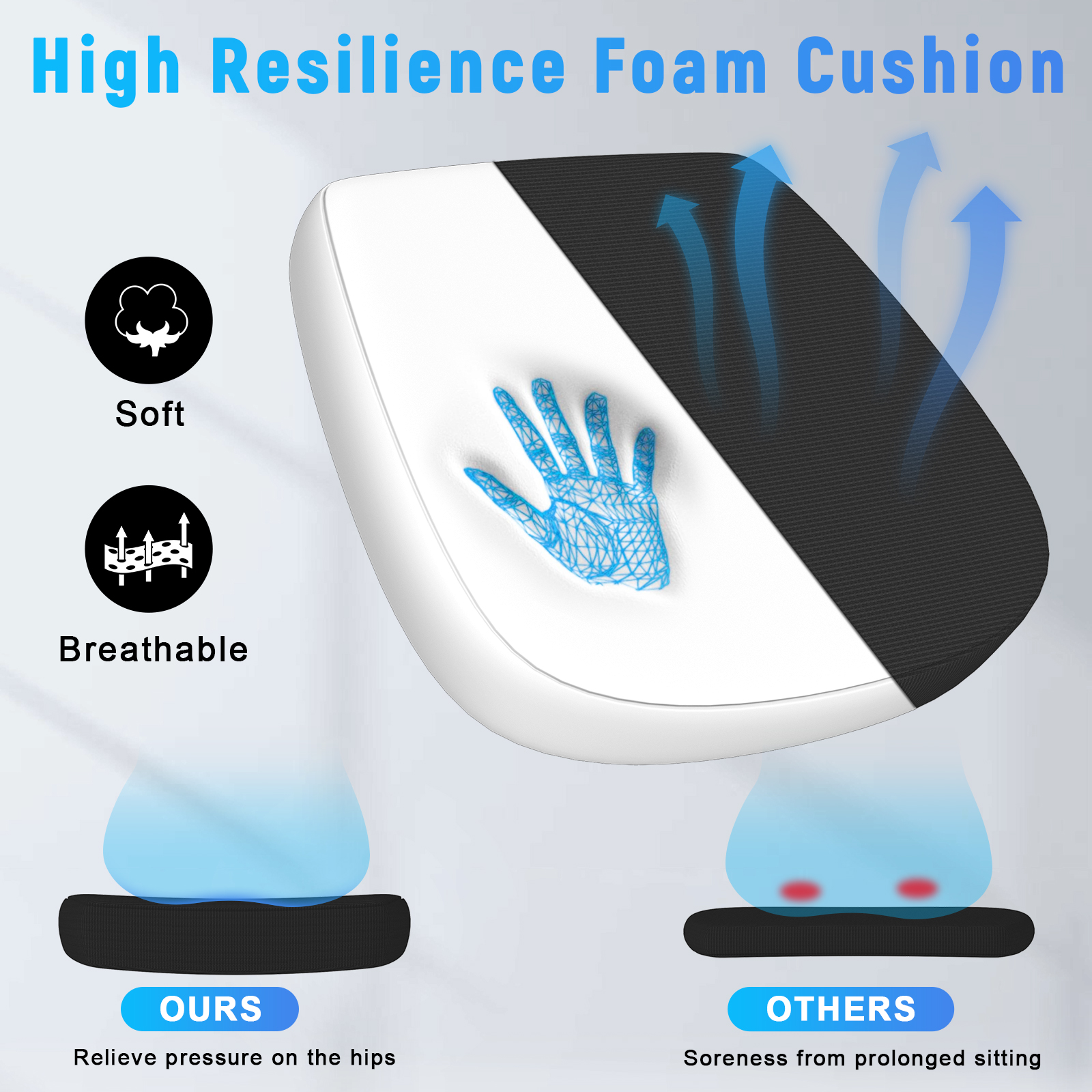 Ergonomische bureaustoel met 90 °   Opklapbare armleuning lendensteun, bureaustoel met gewatteerd zitkussen Home Gaming stoelen