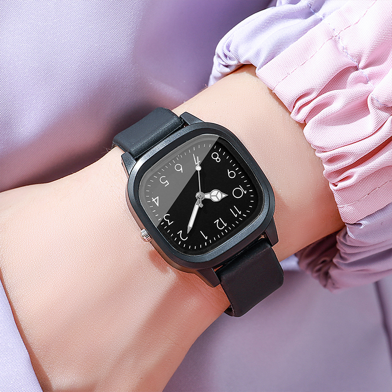 Moda doce cor silicone banda relógios femininos mostrador quadrado senhoras relógio de pulso de quartzo para meninas reloj mujer