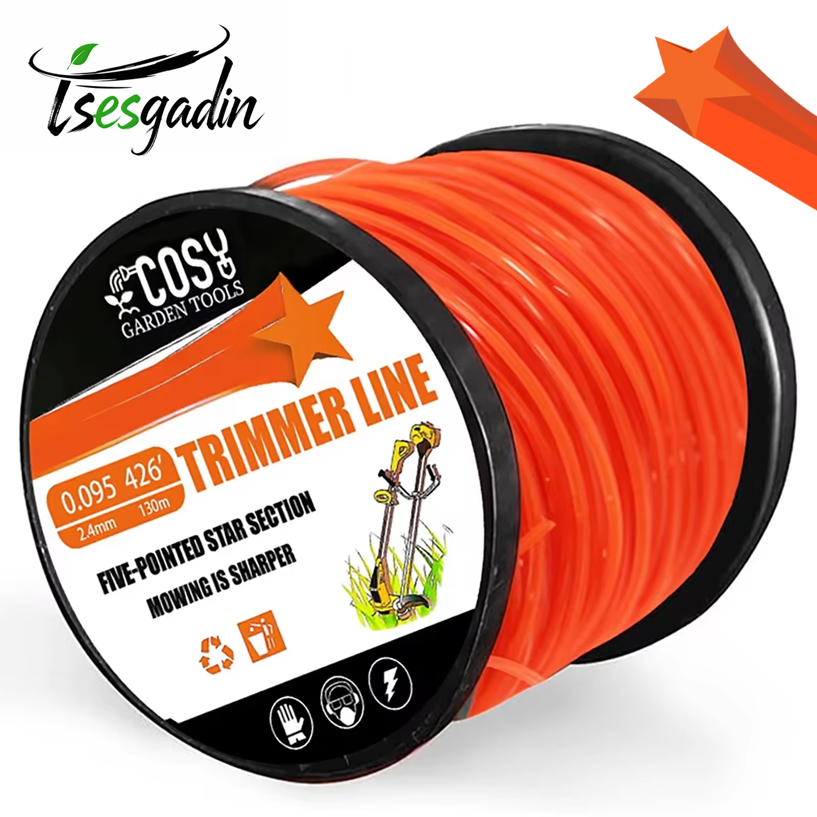 TSES 2,4 мм ~ 4 мм кусторез, острая веревка, 46 м ~ 130 м, газонокосилка, пентаграмма, нейлоновая косилка, триммер, триммер, леска для сорняков