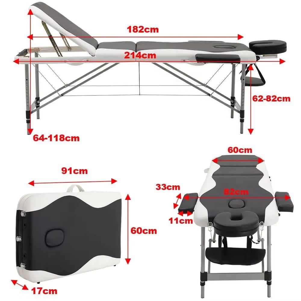 Black Leather Upholstered Adjustable Massage Bed