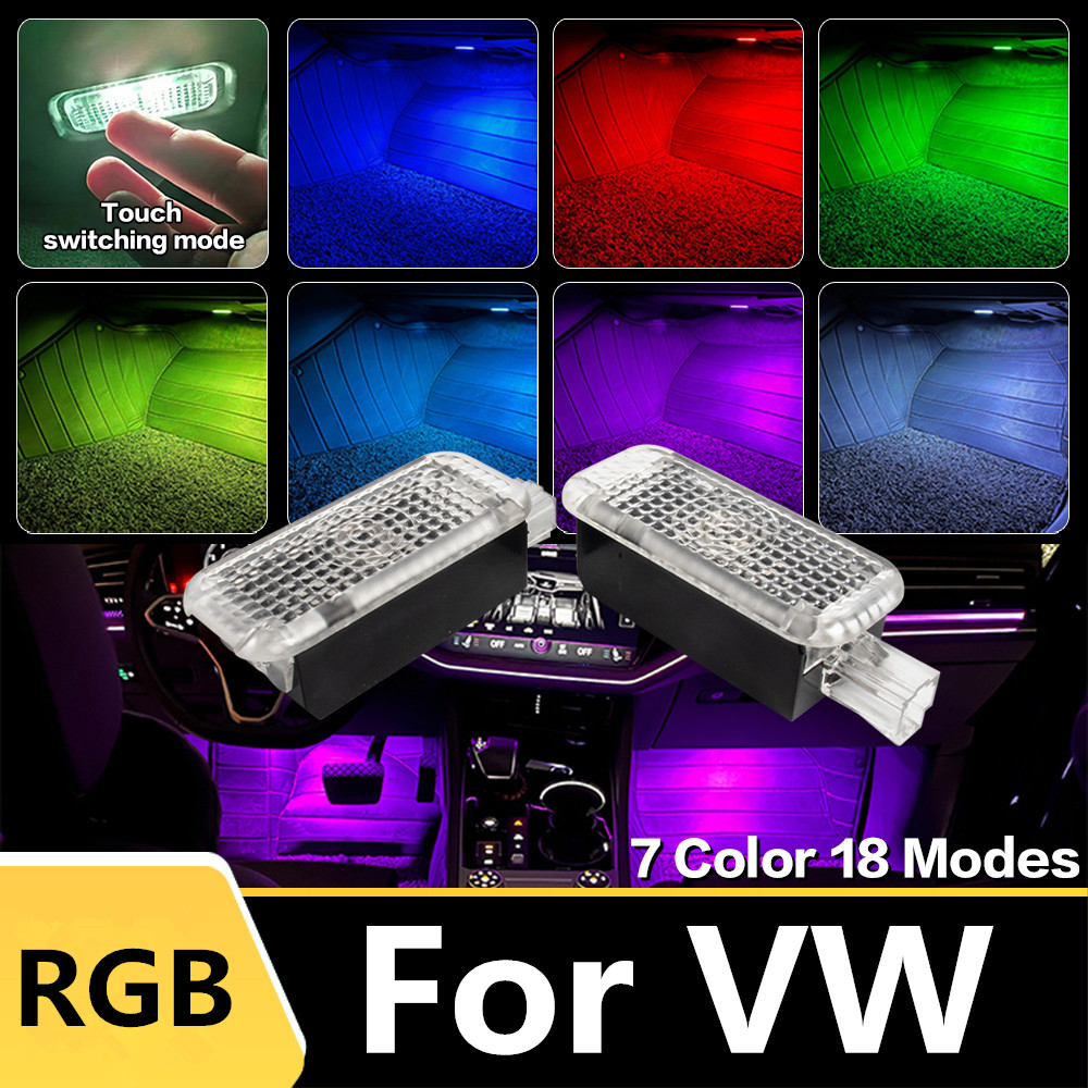 Luz LED para reposapiés de coche, lámpara de ambiente RGB, decoración Interior para VW Golf 6 MK6 EOS Sharan 7N Touareg 7L 7P Passat B5 B6 Arteon