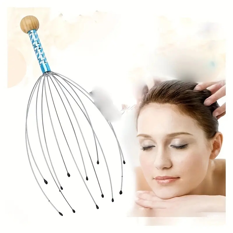 เครื่องมือนวดศีรษะและคอ3ชิ้นแปรงหวีผมทรงกลมสำหรับผู้ใหญ่แบบกดปล่อยด้วยแรงกดหวีสีแบบสุ่ม