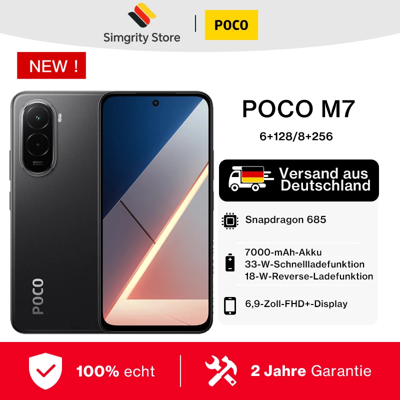 【Estreno mondiale】POCO M7 Versione globale Smartphone Snapdragon 685 Batteria da 7000 mAh Immersivo 6,9" FHD+ Display NFC 33 W Ricarica