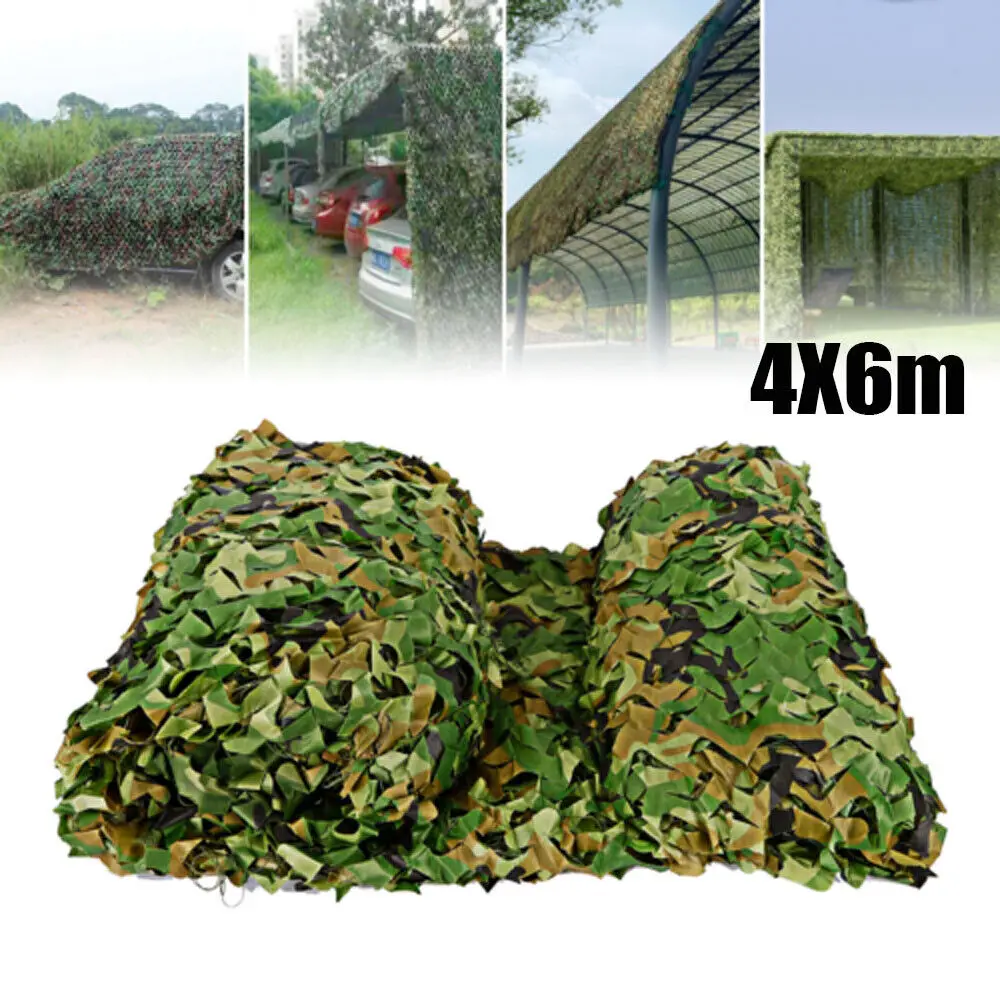 3M x 5M/4M x 6M Jagd Tarnnetze Woodland Training Camo Netting Autoabdeckungen Schatten Sonnencreme Camping Sonnenschutz Sichtschutztuch
