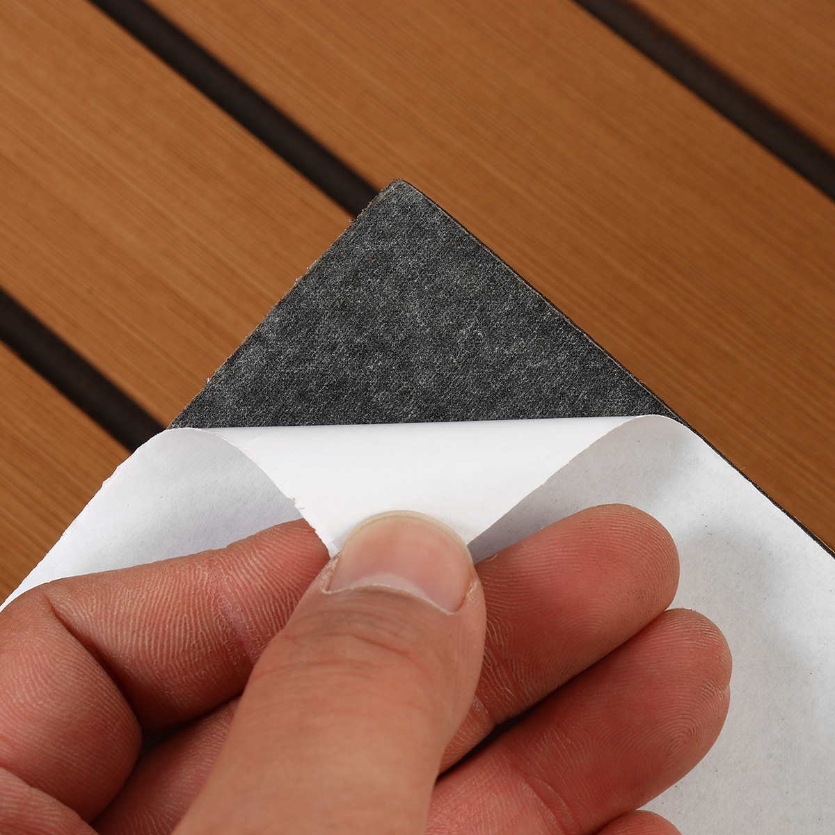 Hoja de cubierta de espuma EVA autoadhesiva de 2,4 M, accesorios de suelo marino de barco sintético de teca sintética, rayas marrones, 600x2400x6mm