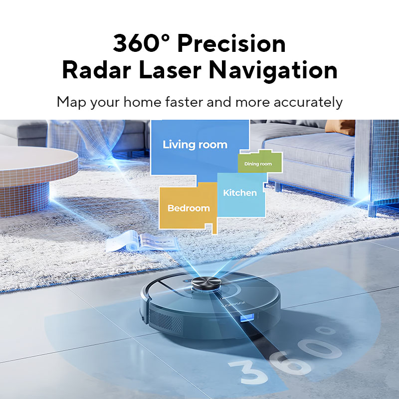 Laresar 01 Robotstofzuiger Mop LDS Lidar Navigatie 5000 Pa Smart Planned Mapping Thuis Vloer Wassen Tapijt Dierenhaar Schoon