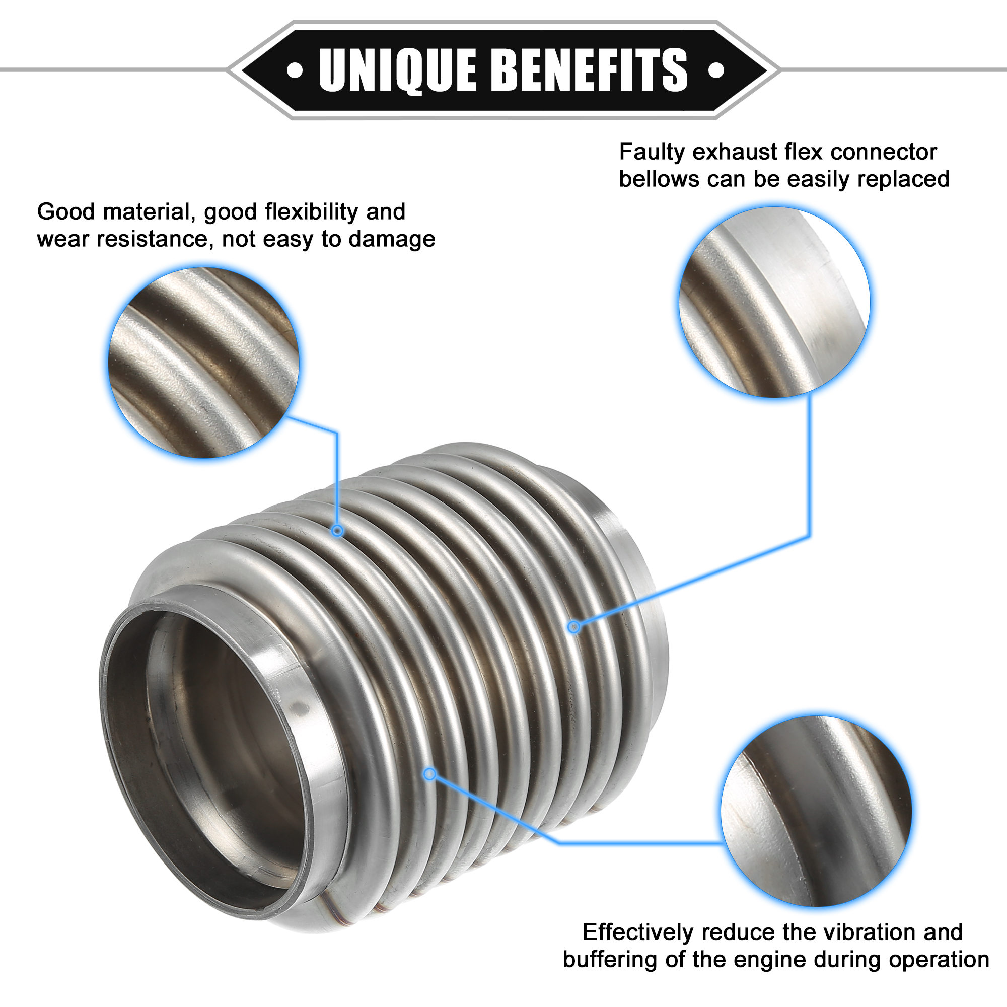 UXCELL 38 ミリメートル/45 ミリメートル/50 ミリメートル/60 ミリメートル車の排気フレキシブルパイプ排気フレックスコネクタパイプベローズユニバーサル耐久性のあるステンレス鋼
