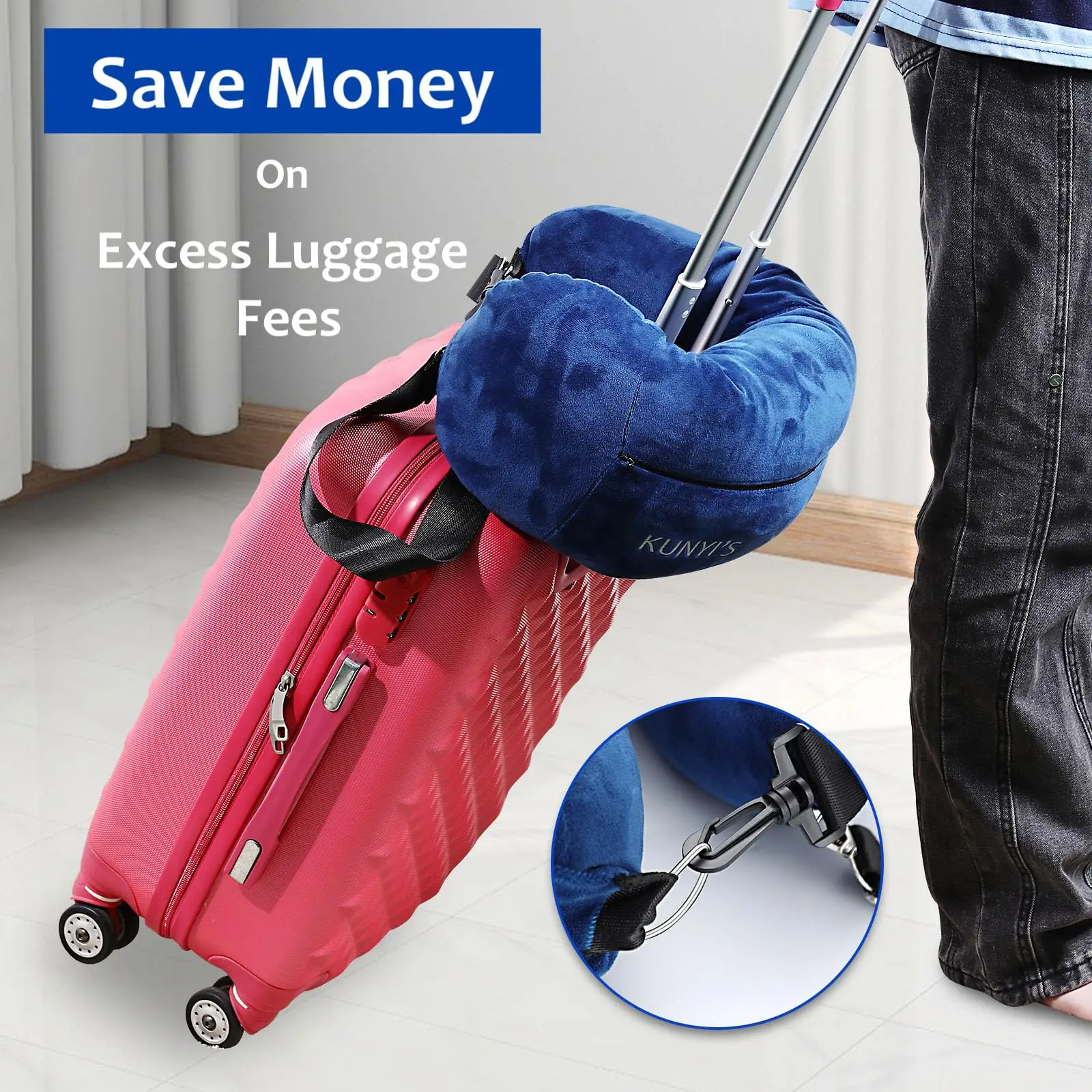 Almohada de viaje que se guarda con la ropa como equipaje de mano, se adapta a hasta 5 días de viaje, esenciales de viaje, equipaje Transformable Pi