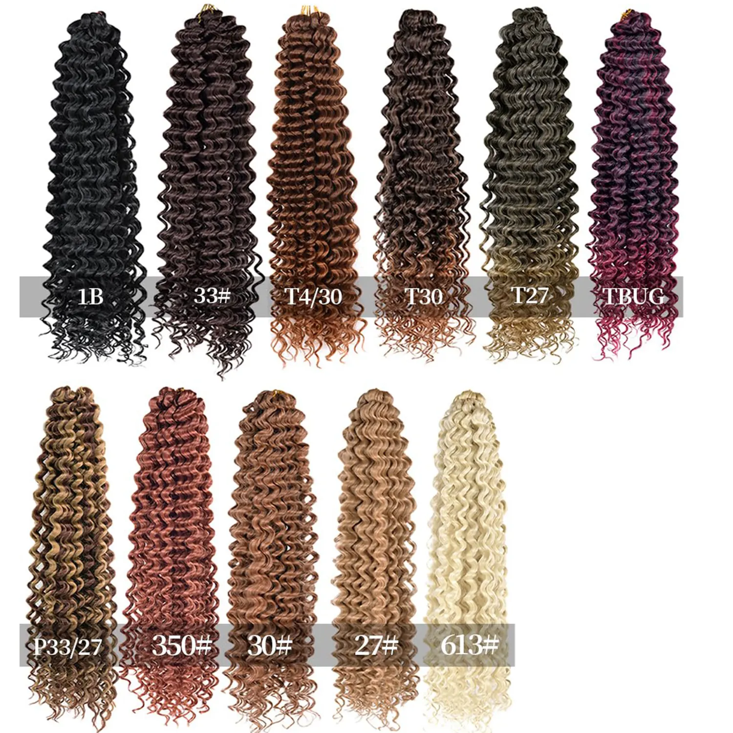 Tief gewelltes Twist-Häkelhaar, Boho-Zopfhaar, synthetisches lockiges Haar, Häkelzöpfe, Hochtemperaturfaser-Flechthaarverlängerungen
