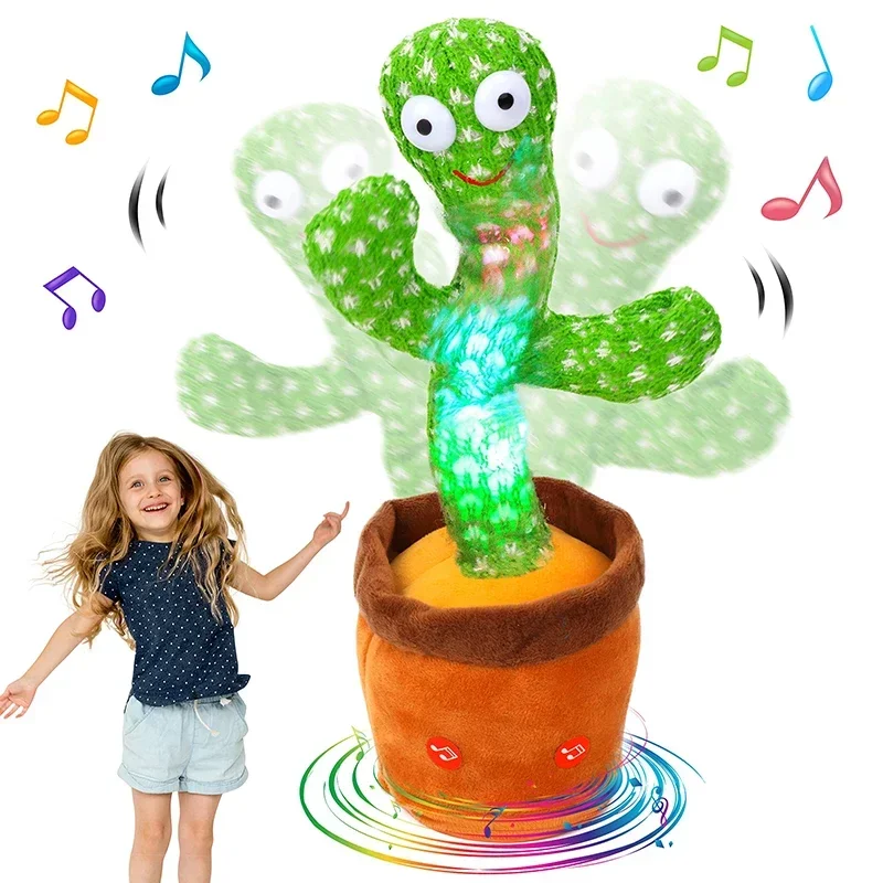 Dancing Cactus Song Speaker Talking Usb Battery Voice Repeat Plush Cactu Dancer Toy Talk Plushie Stuffed Toys For Kids Gift