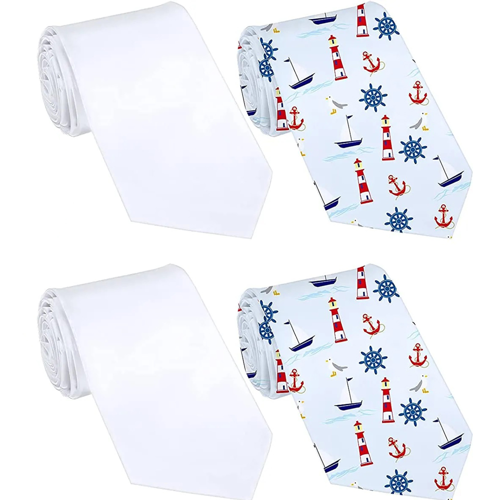 4 Teile/los Männer Blank Sublimation Krawatte Einfarbig Weiß DIY Wärme Transfer Polyester Seidige Krawatte für Formale Hochzeit Party Business