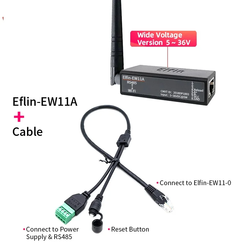 Dispositivos de rede sem fio EW11A Modbus TPC RJ45 RS485 para servidor serial WIFI DTU