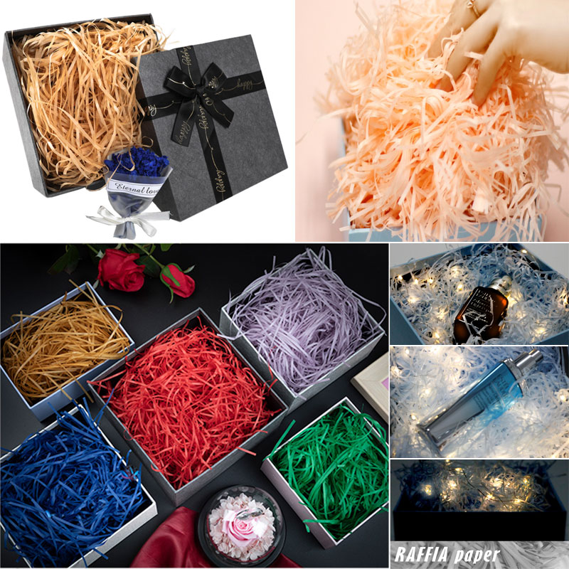 100 g buntes, geschreddertes Lafite-Papier, Bastfüller, DIY, Hochzeit, Party, Geschenkbox, Süßigkeitenmaterial, Verpackungsfüller