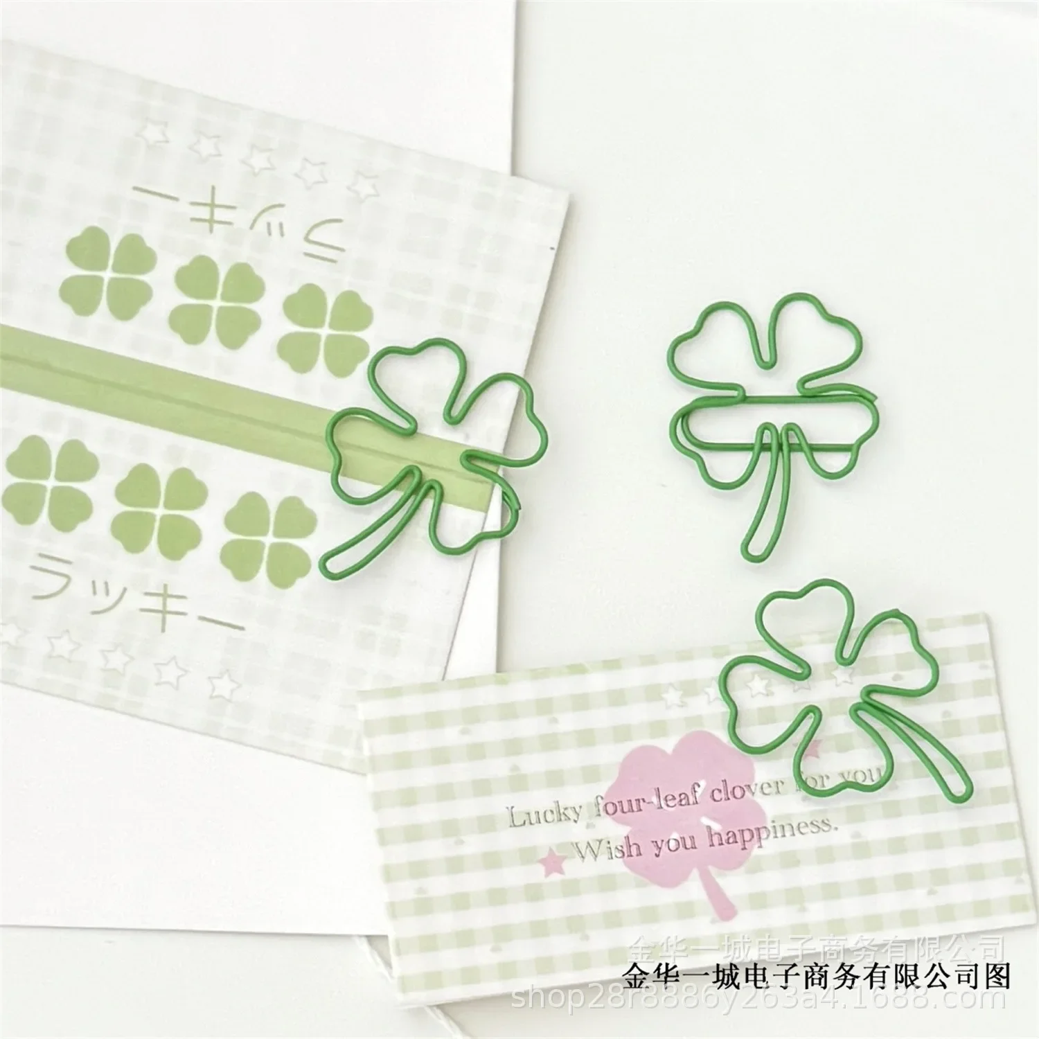 10 Stuks Leuke Ins Groene Klavertje Vier Paperclips Mooie Meisje Plakboek Decor Bindmiddel Clip Kantoor Document Bill Binding levert
