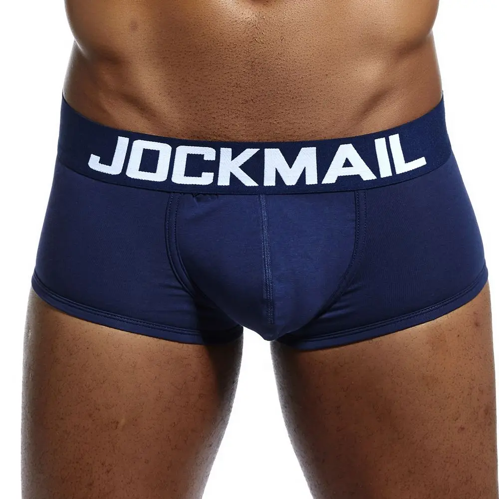 JOCKMAIL แบรนด์กางเกงชาย Breathable นักมวยผ้าฝ้ายผู้ชายชุดชั้นใน U กระเป๋านูนเซ็กซี่กางเกงพิมพ์ใบ Homewear กางเกงขาสั้น