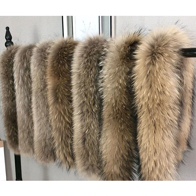 Nature Fur Collar Extra Large Raccoon Fur Collar Real Fur Hat Strip Down Jacket