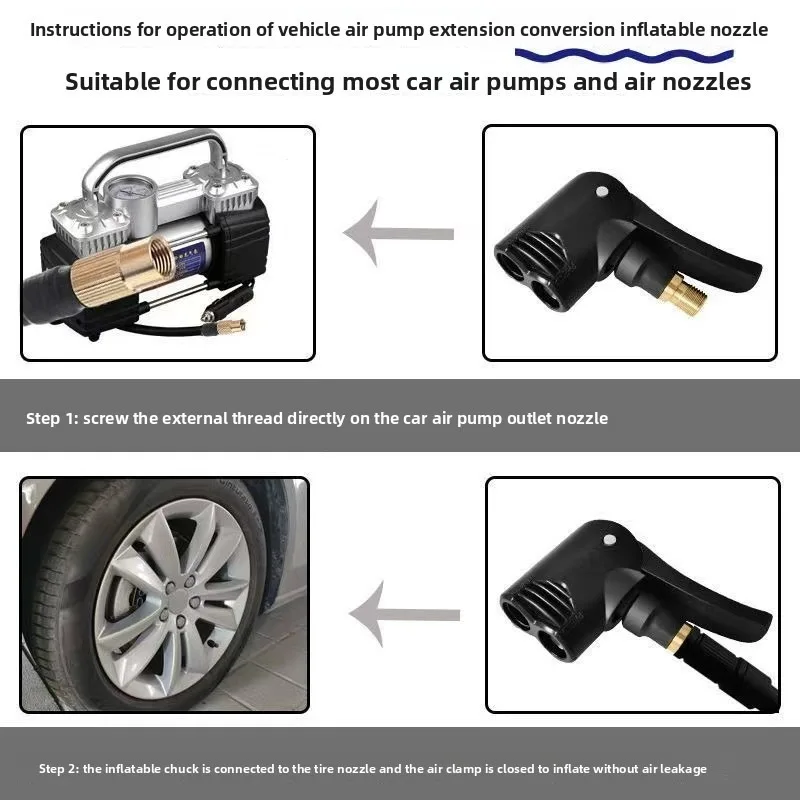 2-em-1 bomba de bicicleta bico mangueira adaptador bomba inflável moto ar chuck inflator válvula conector adaptador acessórios automóveis