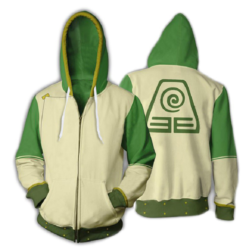 애니메이션 아바타 마지막 Airbender 3D 인쇄 후드 남성 여성 패션 스웨터 지퍼 까마귀 코스프레 Tracksuits 남자 자켓 코트