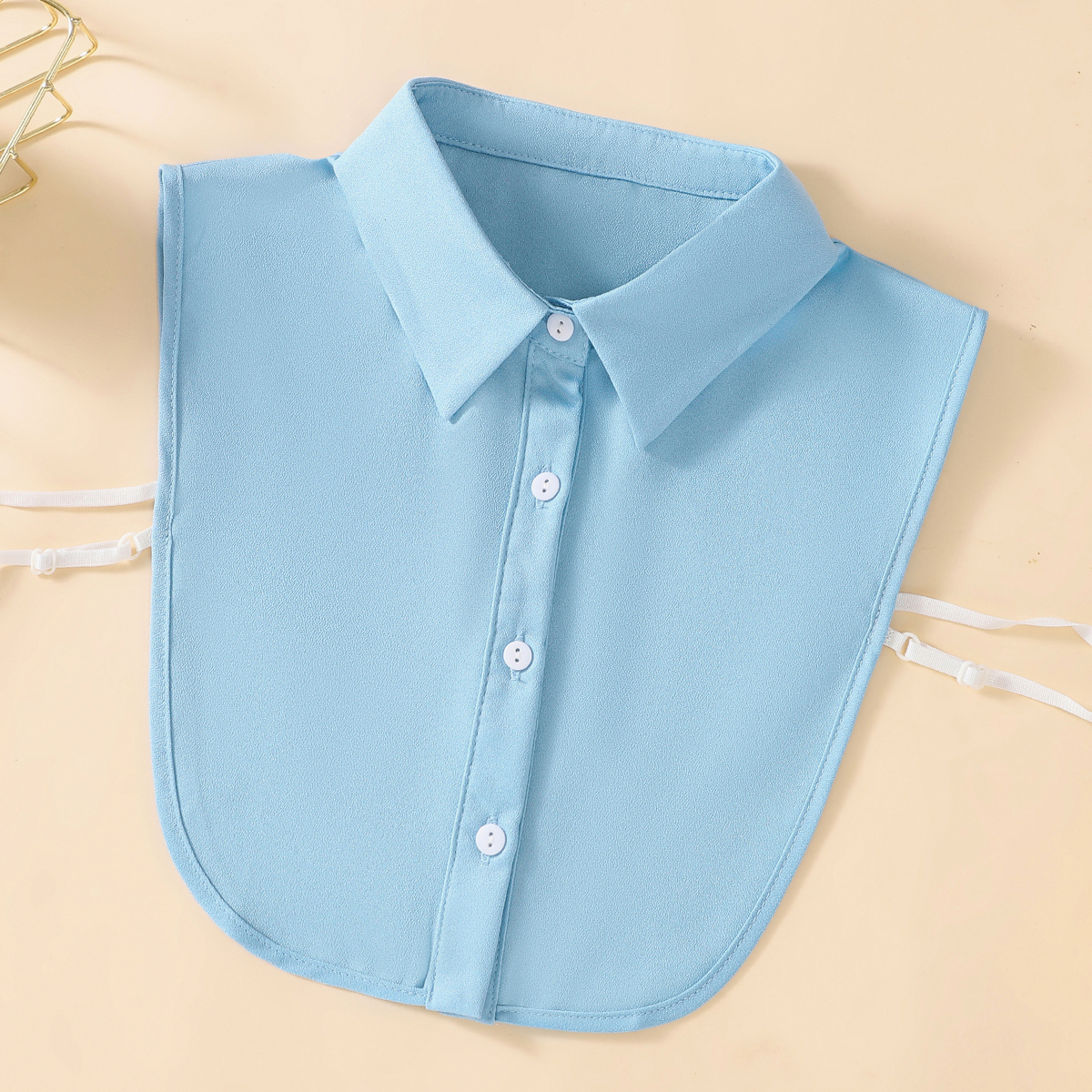 Faux col en mousseline de soie pour femme, demi-chemise amovible, chemisier Dickey, faux col décontracté, documents solides, poignées de revers