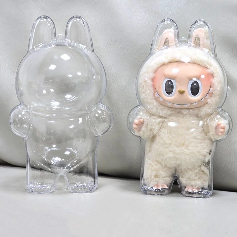 Neues 17 cm großes LABUBU Clear Macaron Case, Staubhülle, Gehäuse, Popmart Bubble Mart Puppenzubehör, Puppenzubehör, Weihnachtsgeschenke