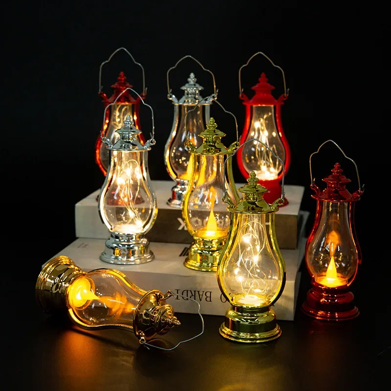 Lampada a olio retrò a LED, lampada da scrivania multicolore, luce portatile a cherosene antivento per la decorazione domestica