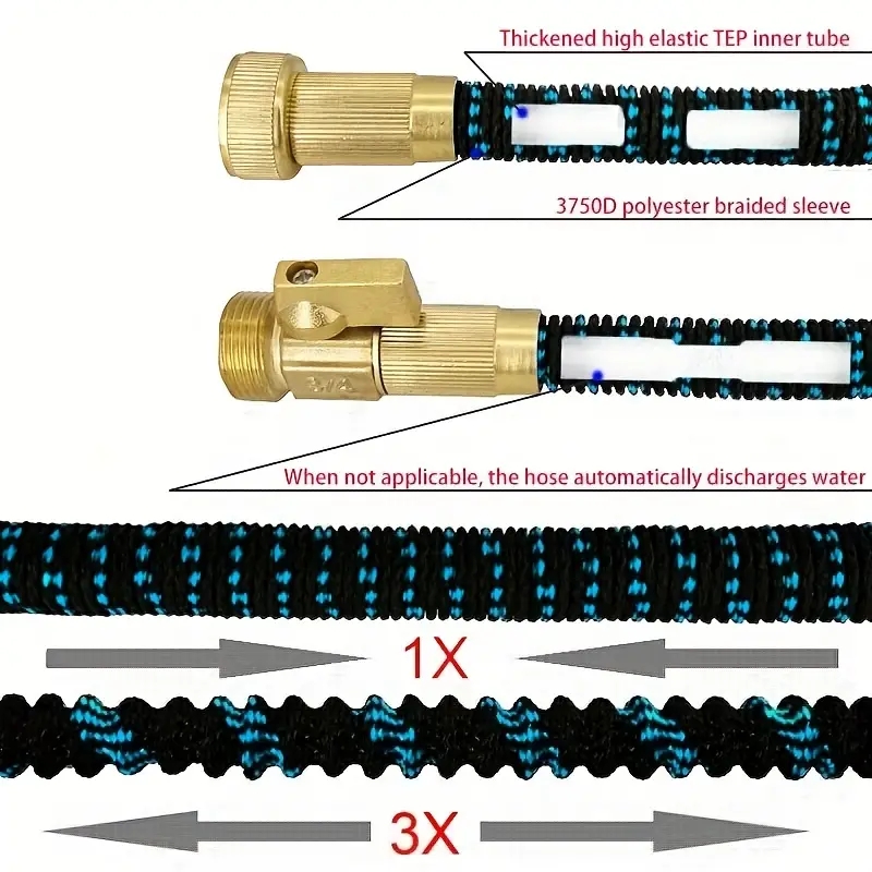 ガーデンホース拡張可能なマジックホース庭の水やりと掃除用、3/4インチ、コネクタ、スプリンクラーヘッド、散水装置、ねじれなし