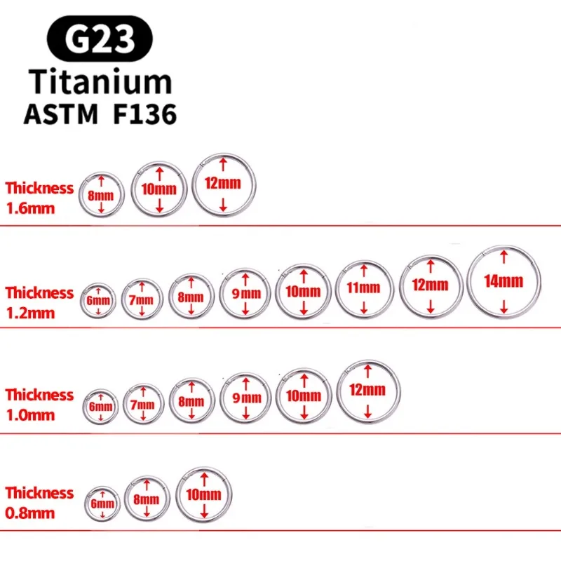 ห่วงจมูกแบบบานพับไทเทเนียม G23 1ชิ้นตัวคลิปห่วงจมูกสำหรับผู้หญิงผู้ชายเครื่องประดับเจาะกระดูกอ่อนเครื่องประดับ Cincin kuping ริมฝีปาก