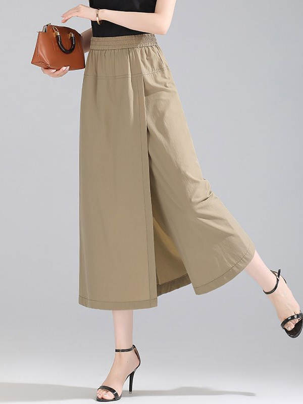 Summer Thin Ice Silk Wide Leg Pants Women's Casual Loose Fit Seven-Foot Pants High Waist Original Sle Lightweight Casual Tr...