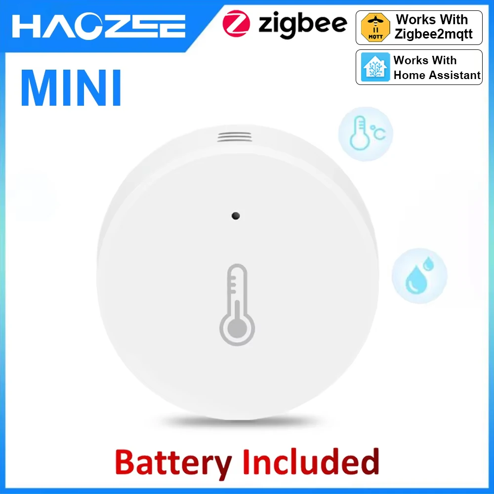Haozee inteligente zigbee sensor de temperatura e umidade termômetro interno monitor para trabalho em casa com assistente casa zigbee2mqtt