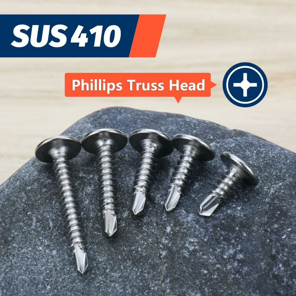 # 8 parafusos auto-roscantes de chapa metálica M4.2, cabeça de treliça, parafusos de rosqueamento rápido de alta resistência, torno para metal