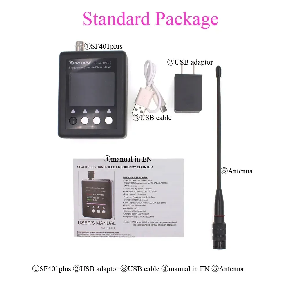Цифровой радиотестер SURECOM SF-401Plus DMR, 27-3000 МГц, измеритель частоты SF401 PLUS с CTCCSS/DCS для раций