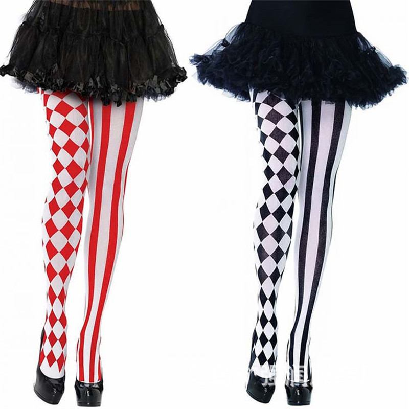 Pantimedias elásticas a rayas para mujer, medias de fiesta de Halloween, Cosplay, Club de Navidad, Multicolor, caliente, Otoño e Invierno